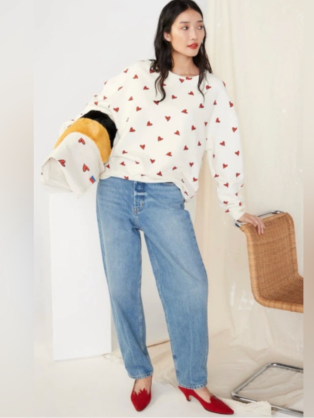 Kule 100% Organic Cotton Oversized Heart Sweatshirt Super Soft Women’s Size XL